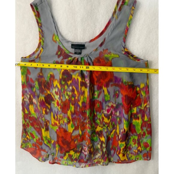Sheer Gray Womens L Flowy Tank Blouse Vibrant Artful Apostrophe 70's Y2K - Picture 4 of 7